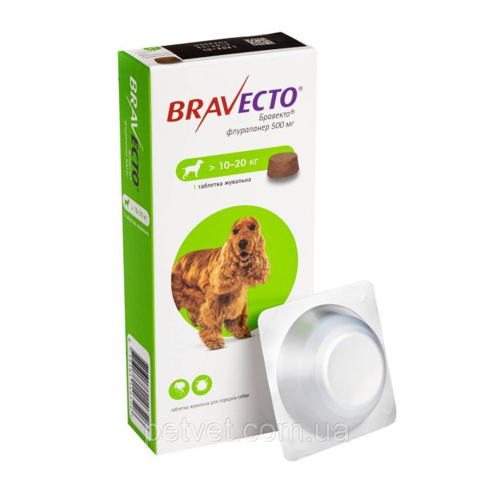 Бравекто (Bravecto)  від бліх та кліщів для собак 10 - 20 кг.