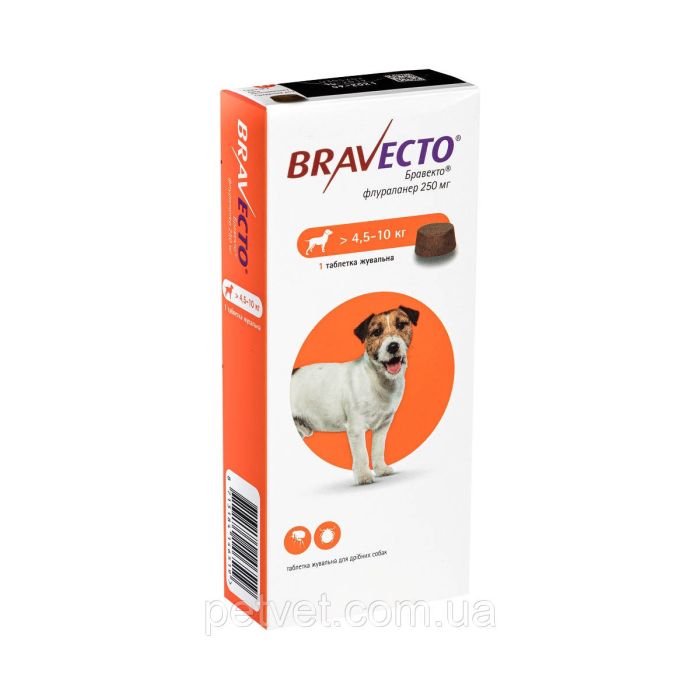 Бравекто (Bravecto)  від бліх та кліщів для собак 4,5 - 10 кг.